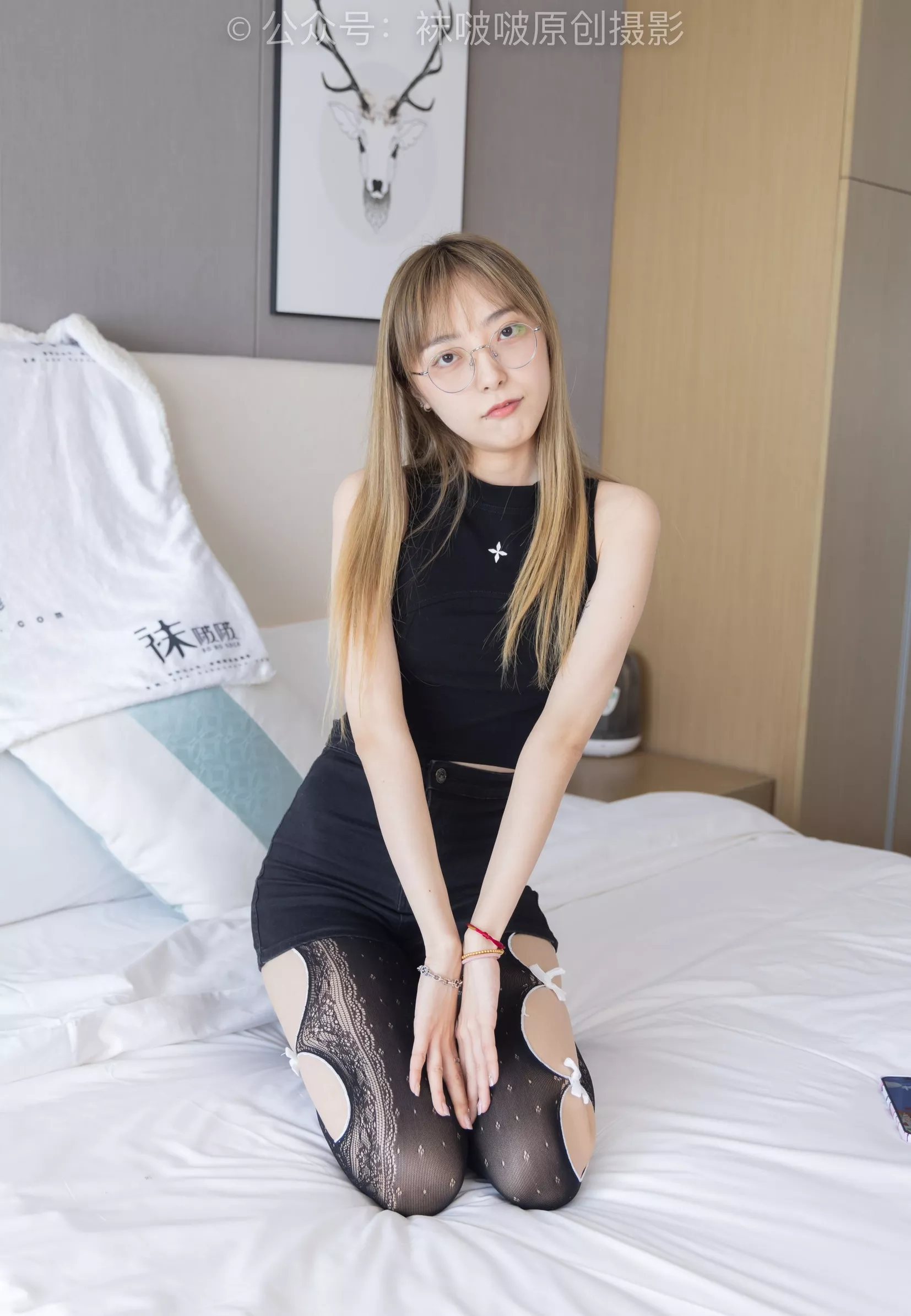 稚予 BoBoSocks袜啵啵 板鞋、拖鞋、厚黑丝、蕾丝黑丝【140P】 No.219 P.19