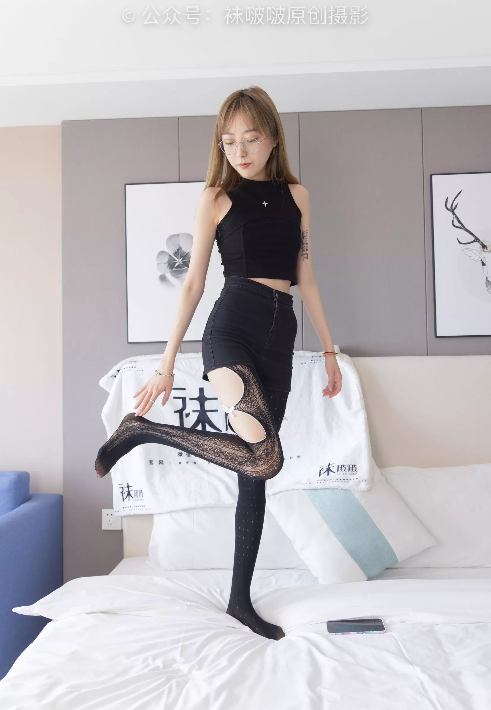 No.219 BoBoSocks袜啵啵 板鞋、拖鞋、厚黑丝、蕾丝黑丝【140P】 稚予 P.25