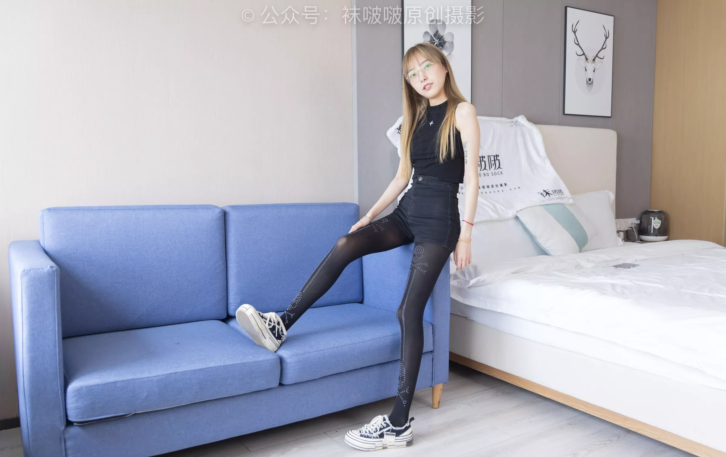 BoBoSocks袜啵啵 板鞋、拖鞋、厚黑丝、蕾丝黑丝【140P】 稚予 No.219 P.27