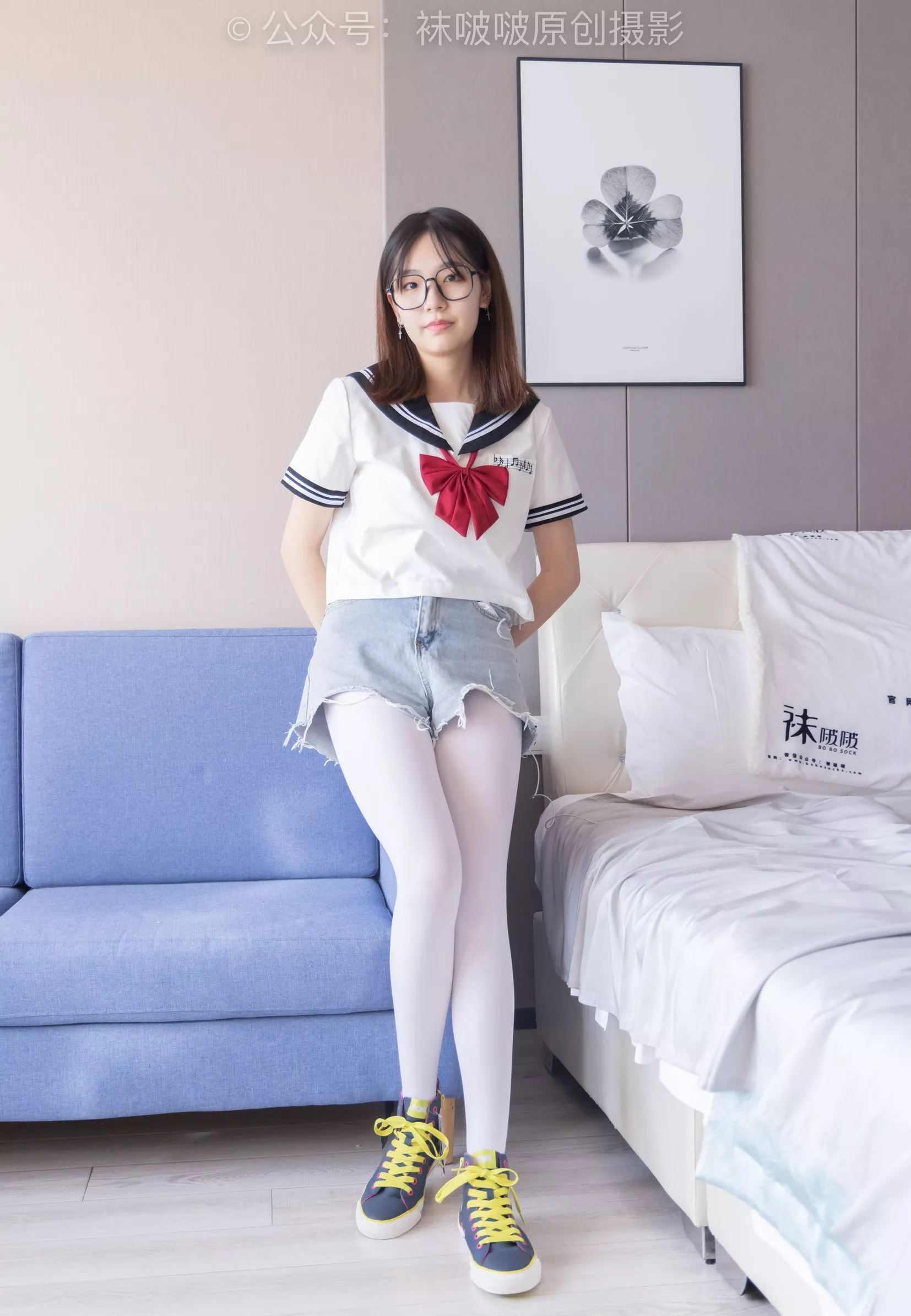 三双帆布鞋板鞋、厚白丝、黑丝【144P】 BoBoSocks袜啵啵 小甜豆 No.215 P.15