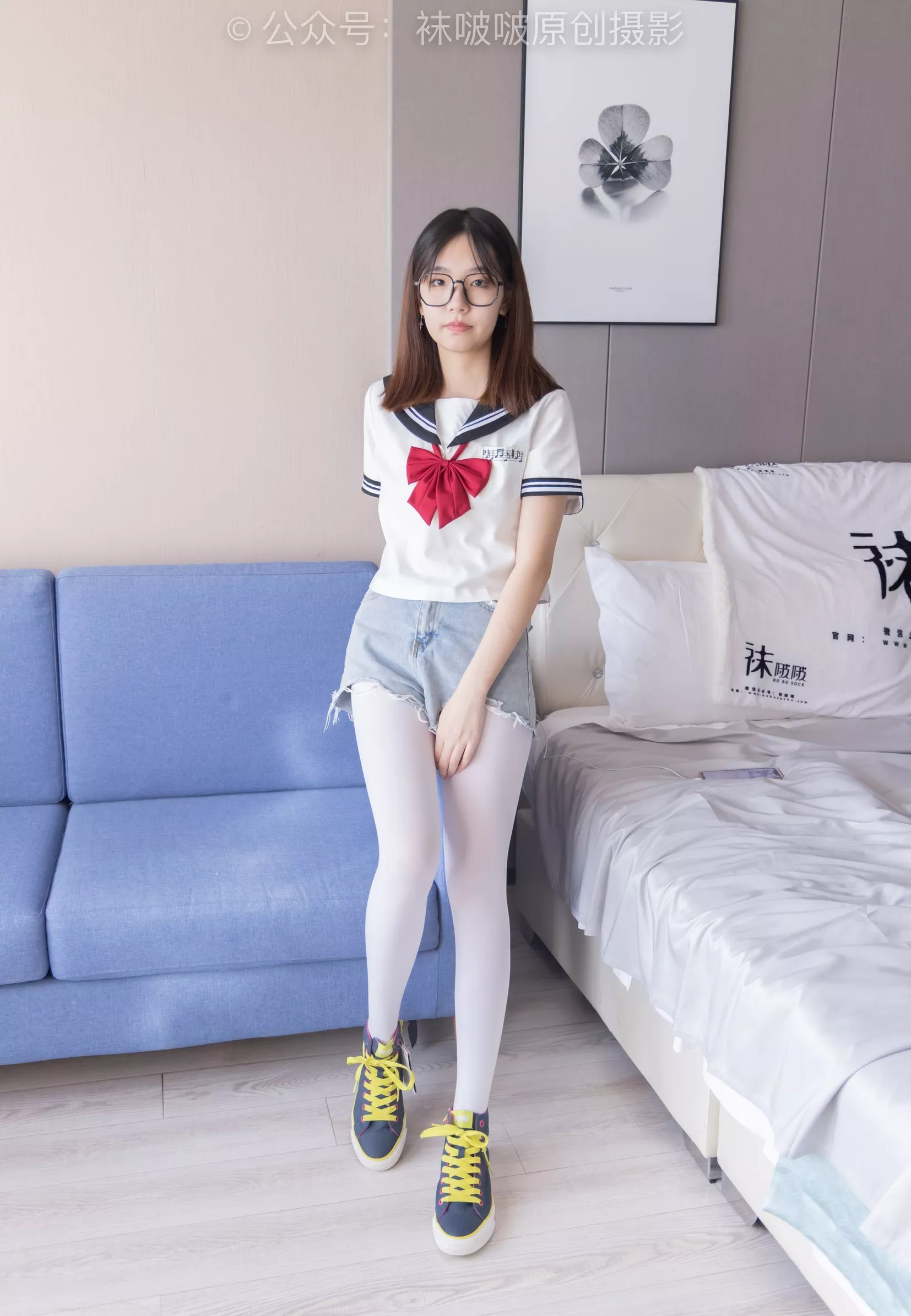 三双帆布鞋板鞋、厚白丝、黑丝【144P】 BoBoSocks袜啵啵 小甜豆 No.215 P.15
