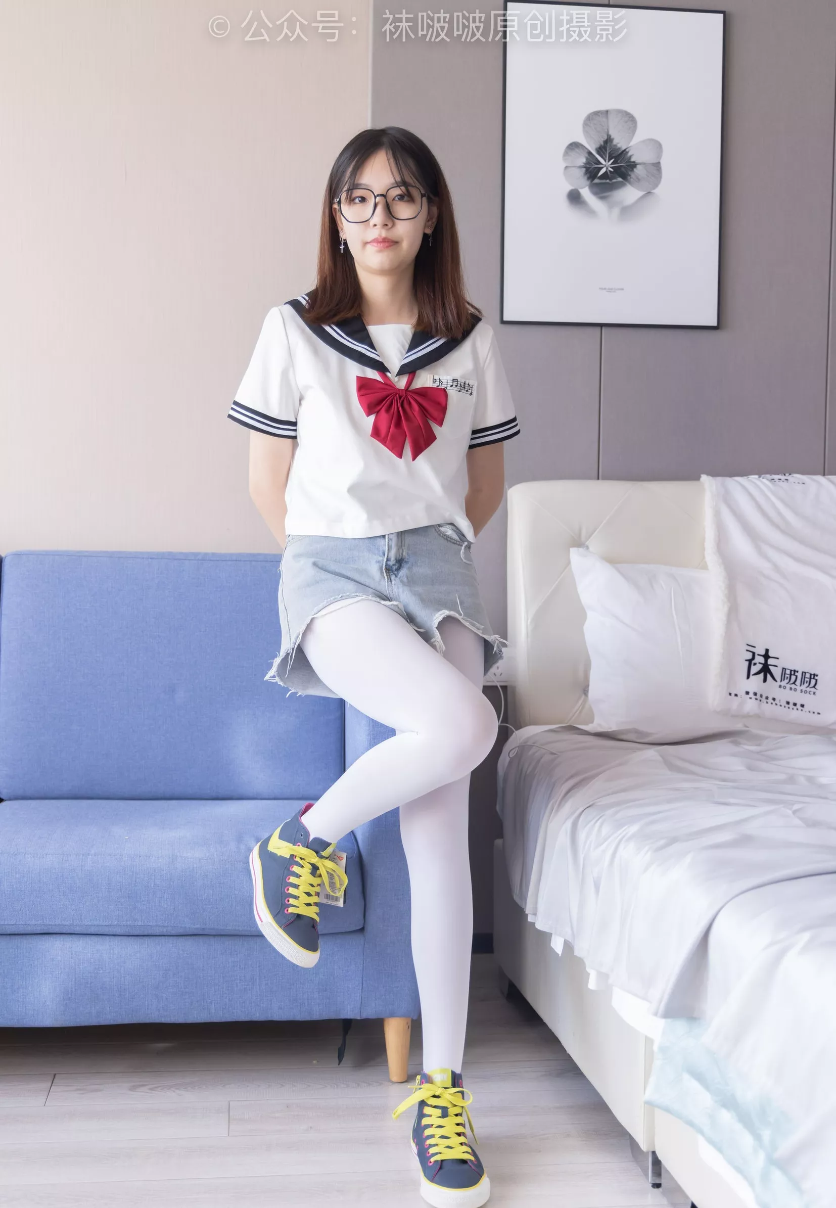 三双帆布鞋板鞋、厚白丝、黑丝【144P】 BoBoSocks袜啵啵 小甜豆 No.215 P.15