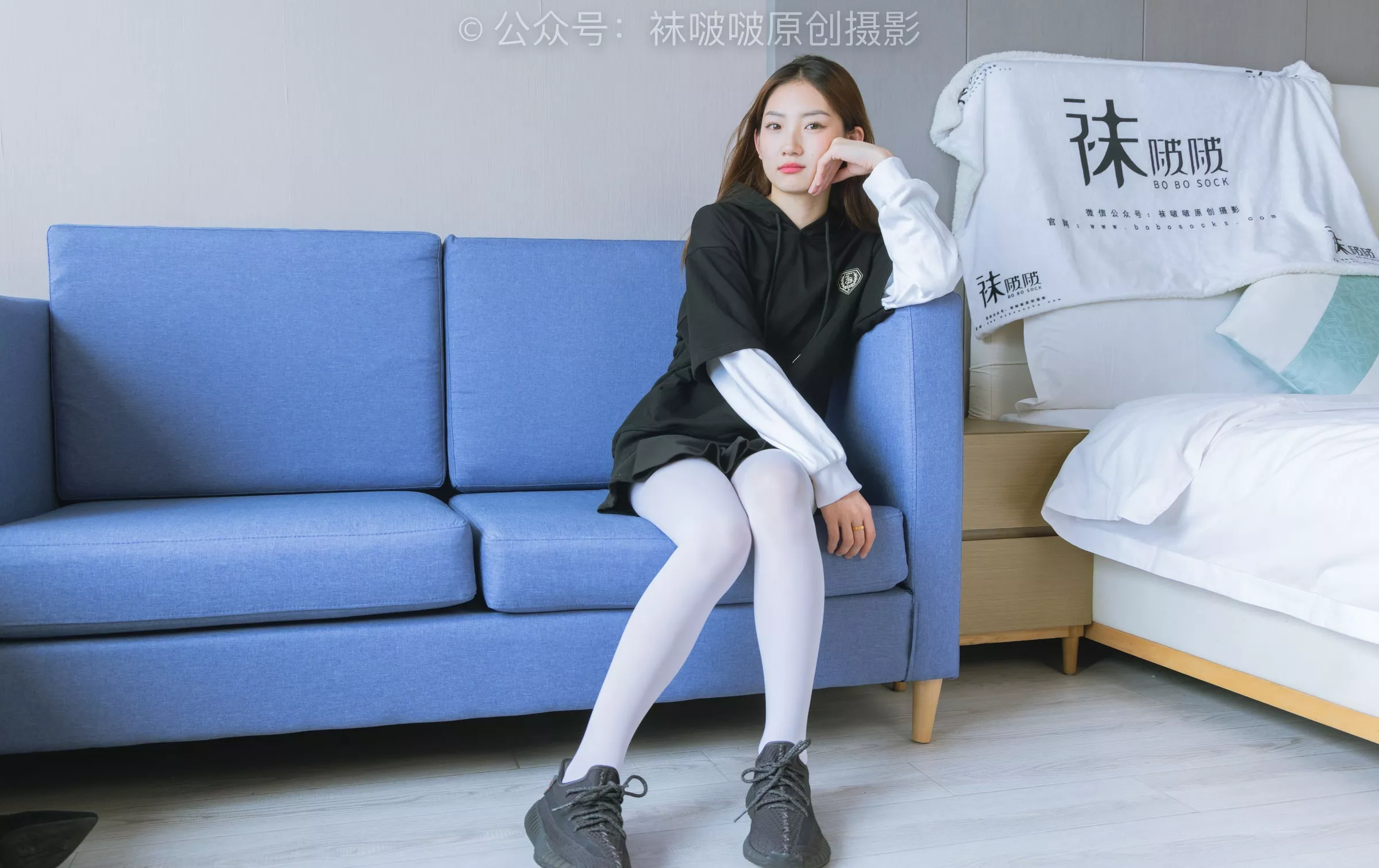 小沫 黑色运动鞋、厚白丝【142P】 BoBoSocks袜啵啵 No.214 P.13