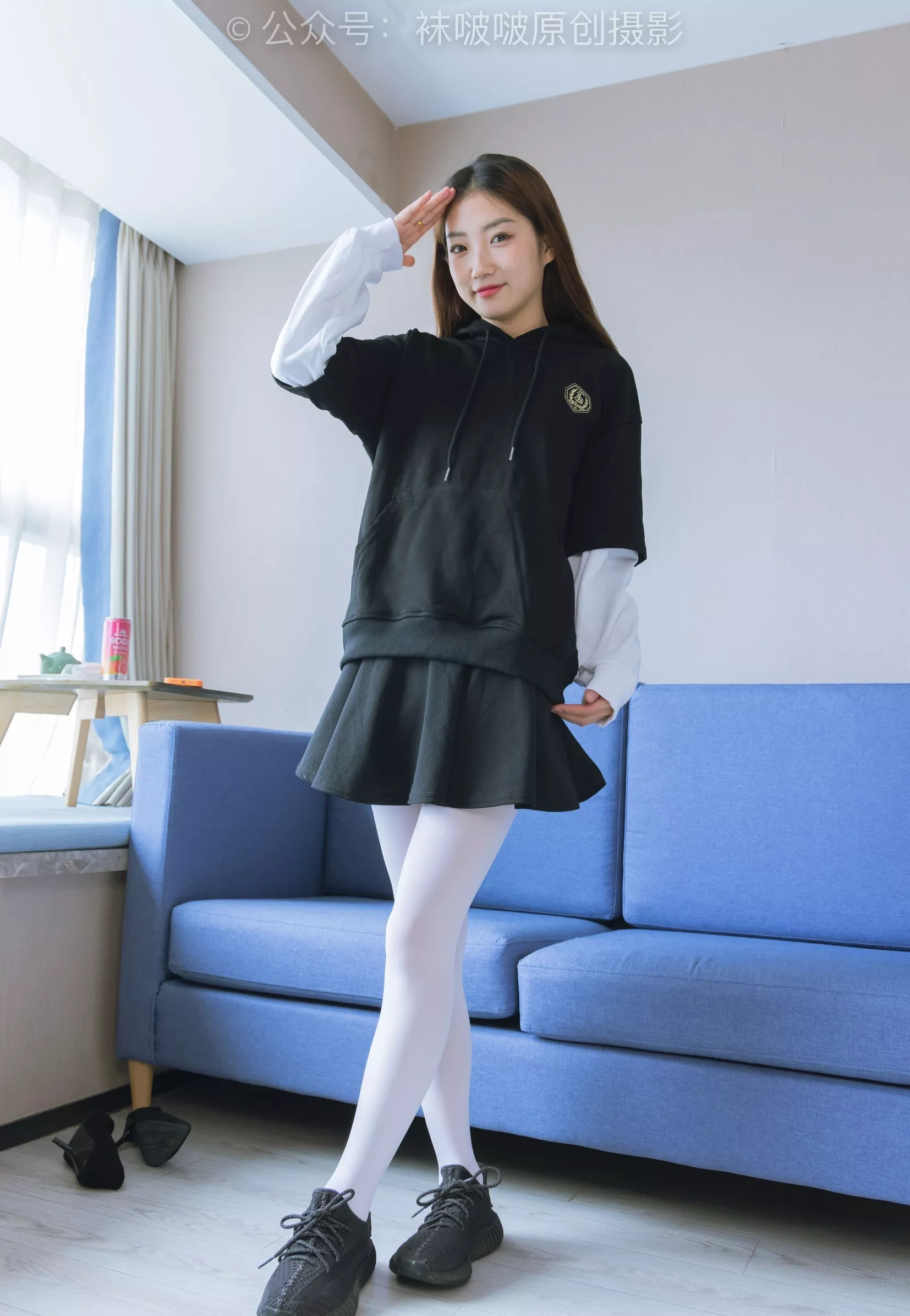 黑色运动鞋、厚白丝【142P】 BoBoSocks袜啵啵 小沫 No.214 P.3