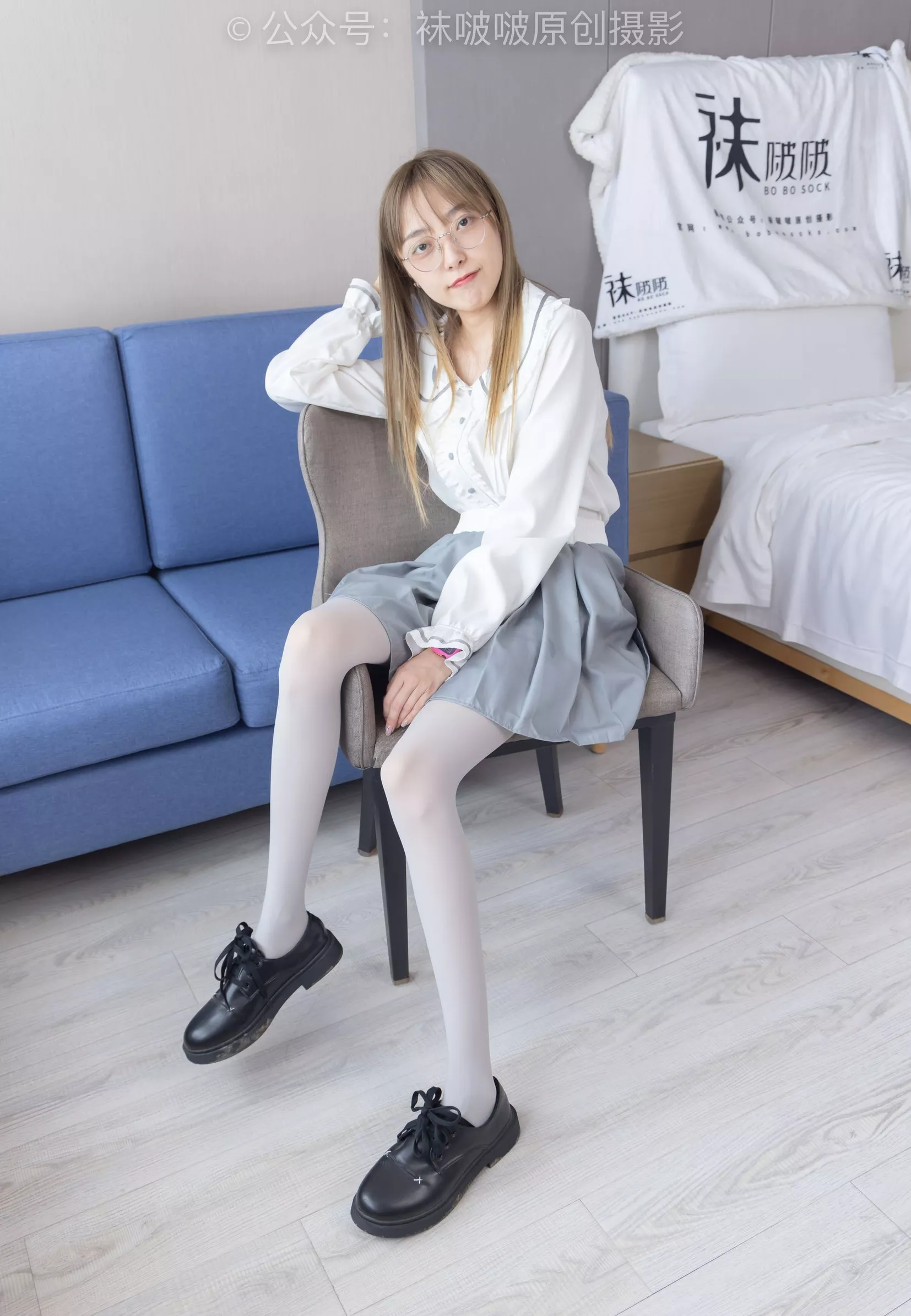 BoBoSocks袜啵啵 黑皮鞋、厚灰丝【140P】 稚予 No.213 P.14