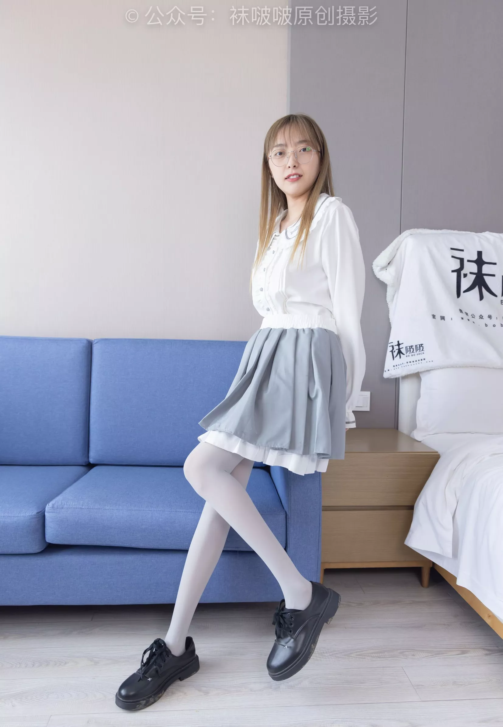 No.213 BoBoSocks袜啵啵 黑皮鞋、厚灰丝【140P】 稚予 P.16