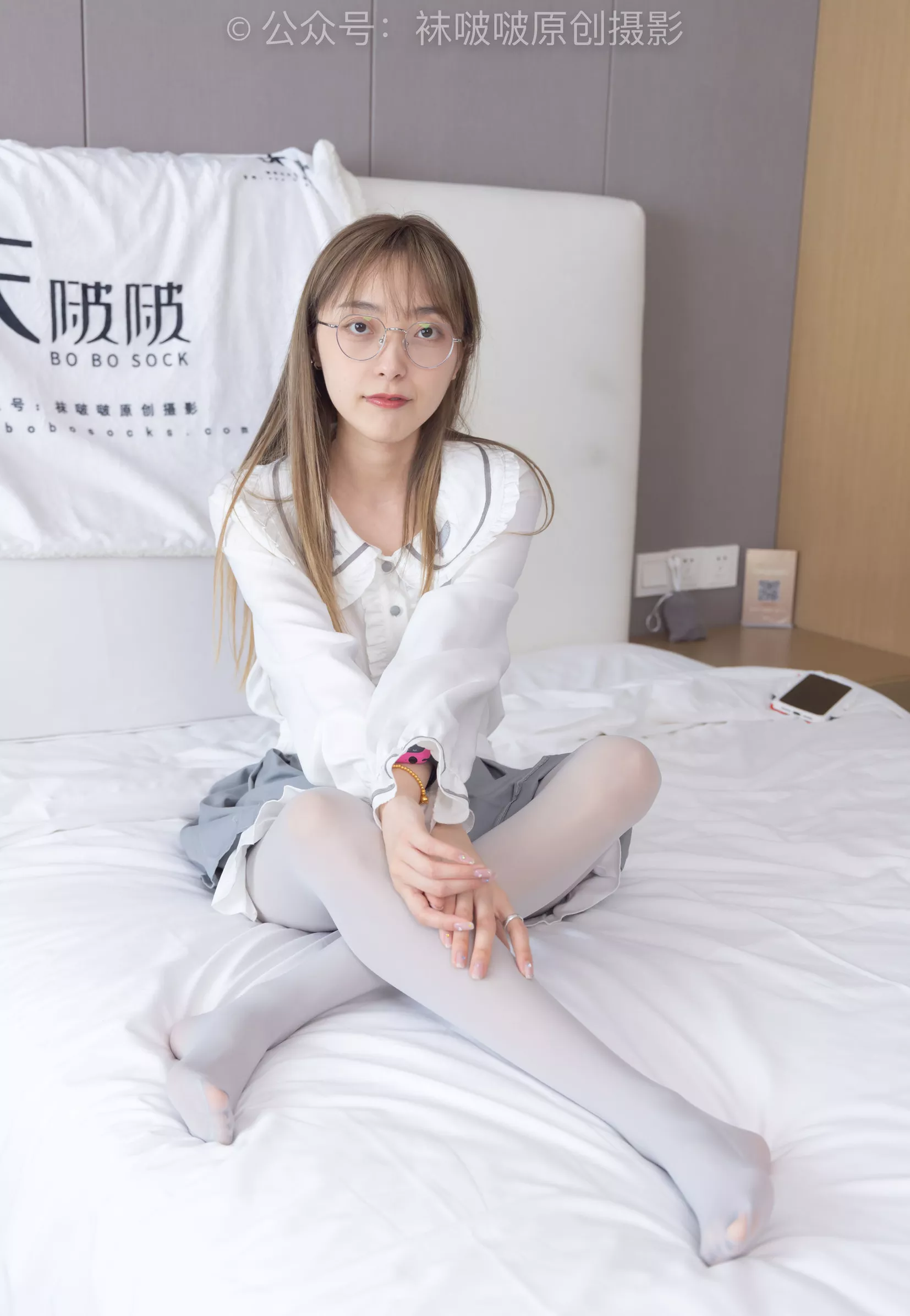 黑皮鞋、厚灰丝【140P】 BoBoSocks袜啵啵 稚予 No.213 P.24
