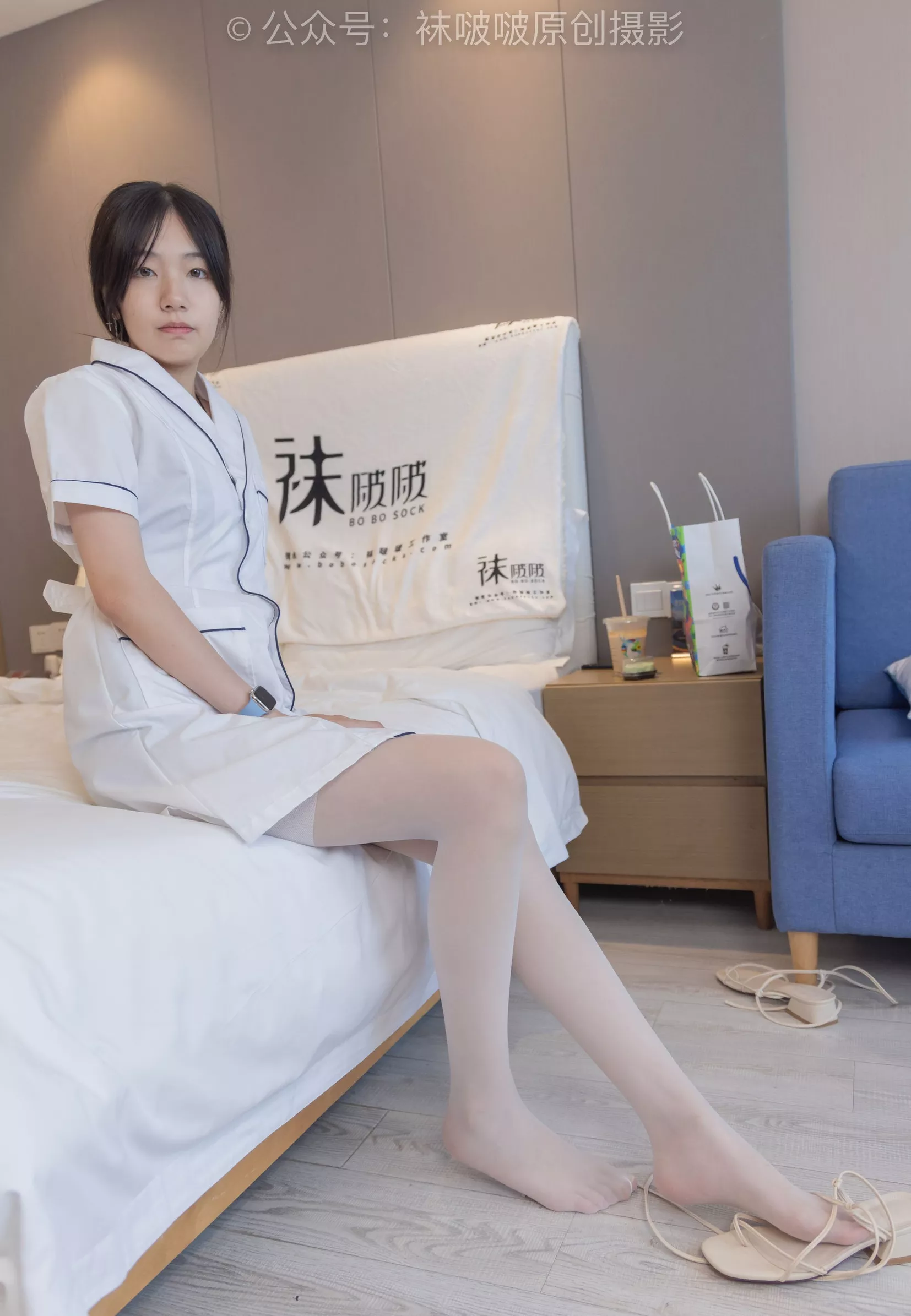 No.206 小甜豆 绑带凉鞋、白丝大腿袜、小护士服【142P】 BoBoSocks袜啵啵 P.2