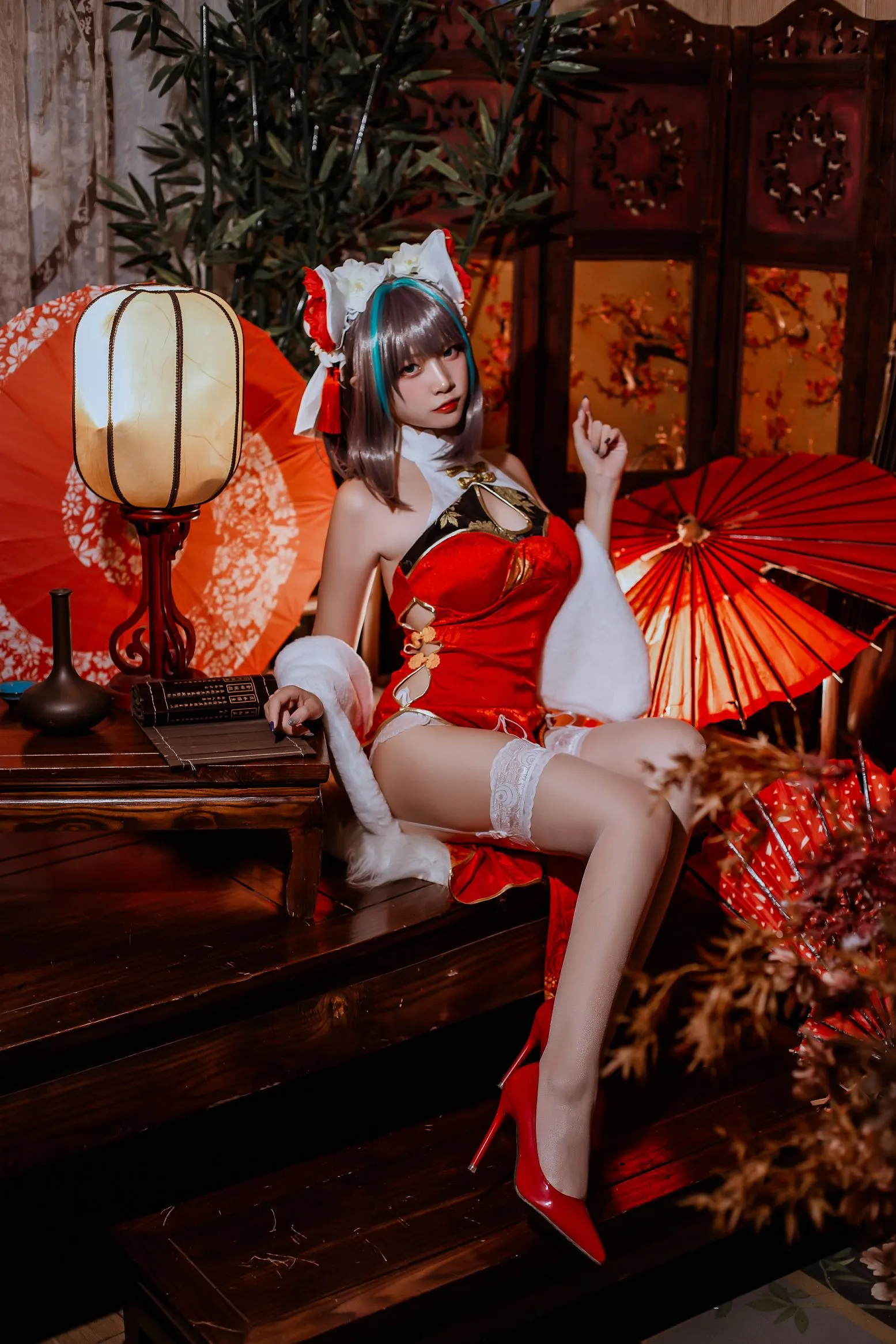 碧蓝柴郡旗袍 cosplayer写真 二佐Nisa P.4
