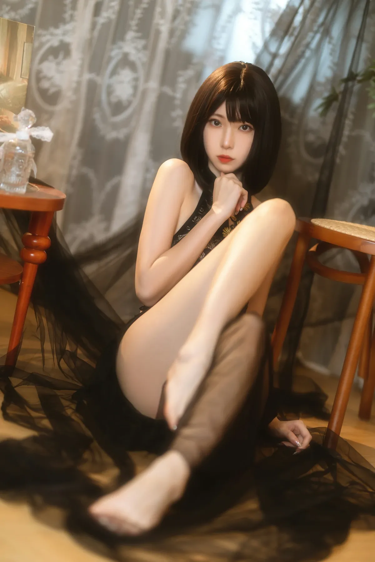 Cosplay 许岚LAN 纯欲黑纱 P.7