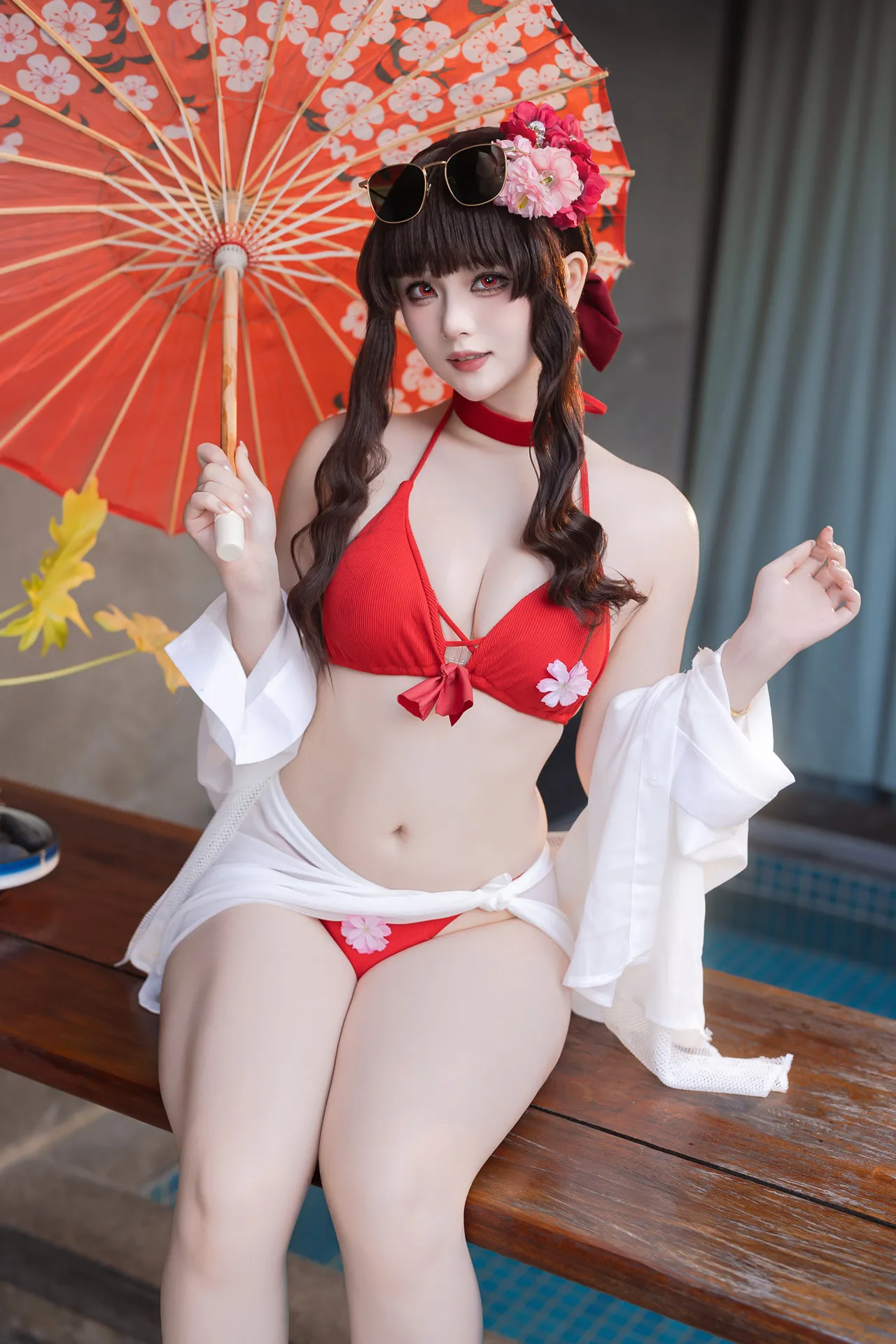 屿鱼 樱花泳装 Cosplay 全集修正 P.1