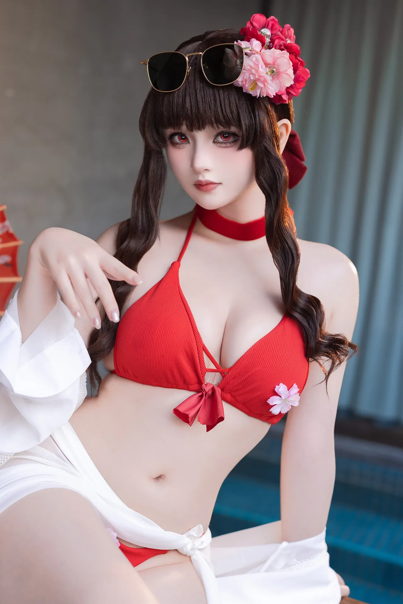 屿鱼 樱花泳装 Cosplay 全集修正 P.1